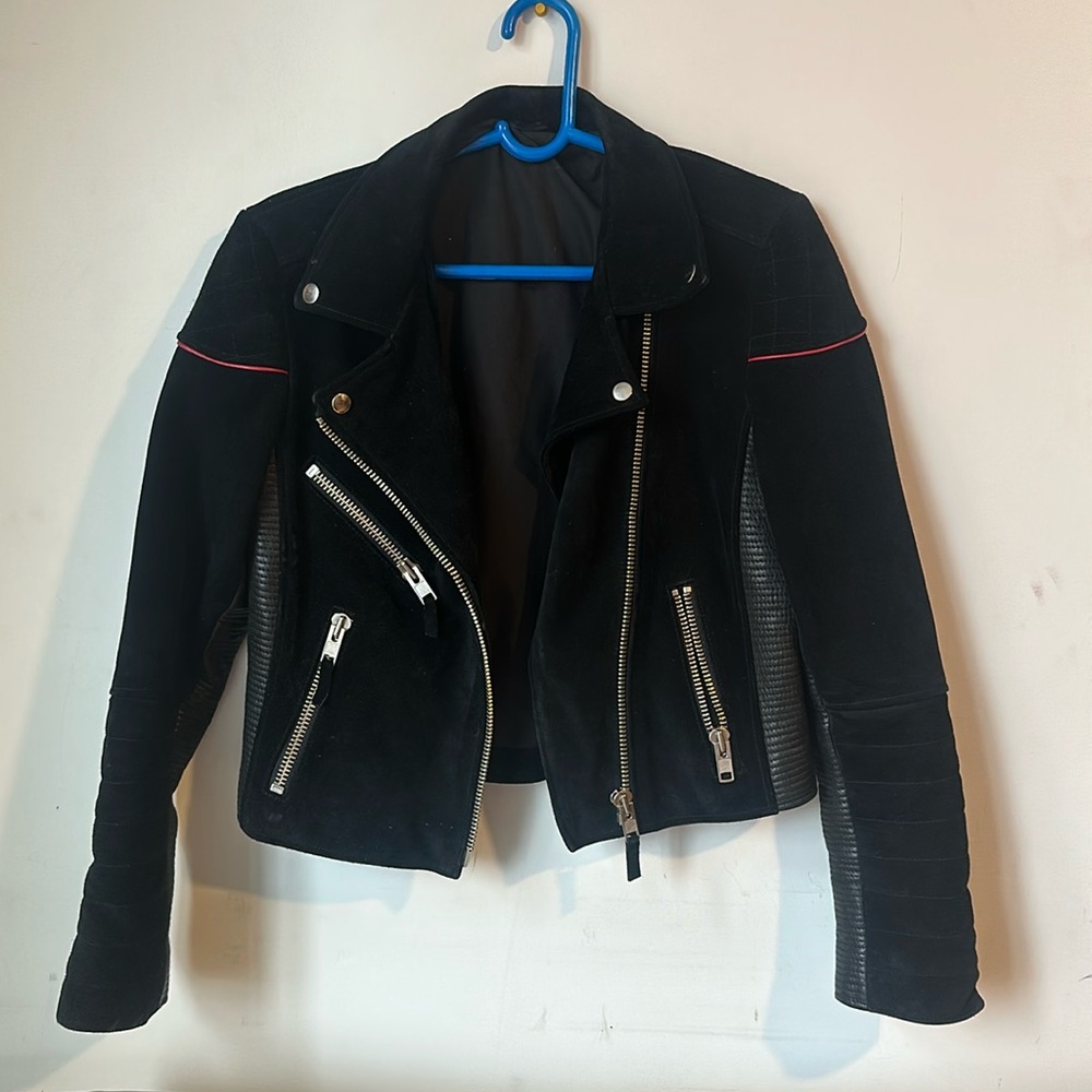 TRAPSTAR biker jacket. Suede and Leather